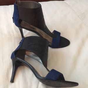 Leather and suede heels